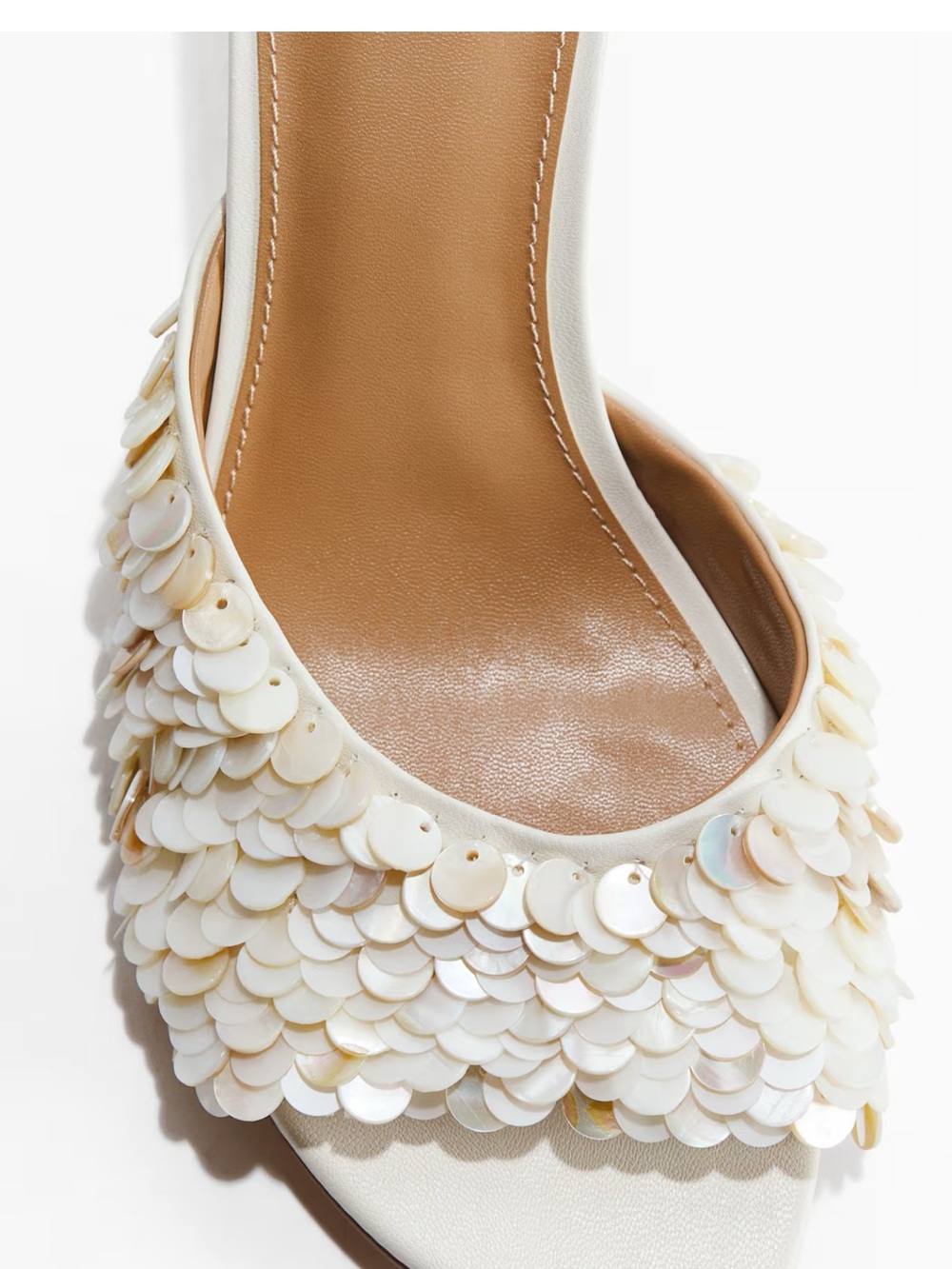 H&M Embellished Mules Cream